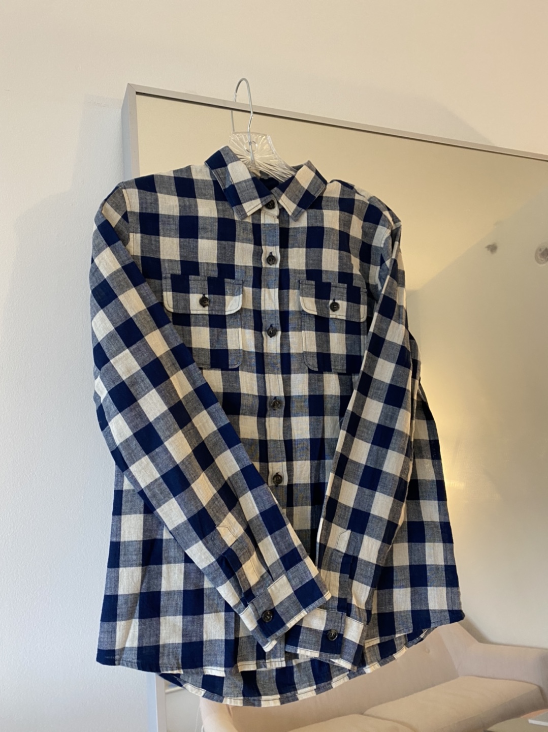 [A.P.C.] Women’s navy linen shirt - size small thumbnail
