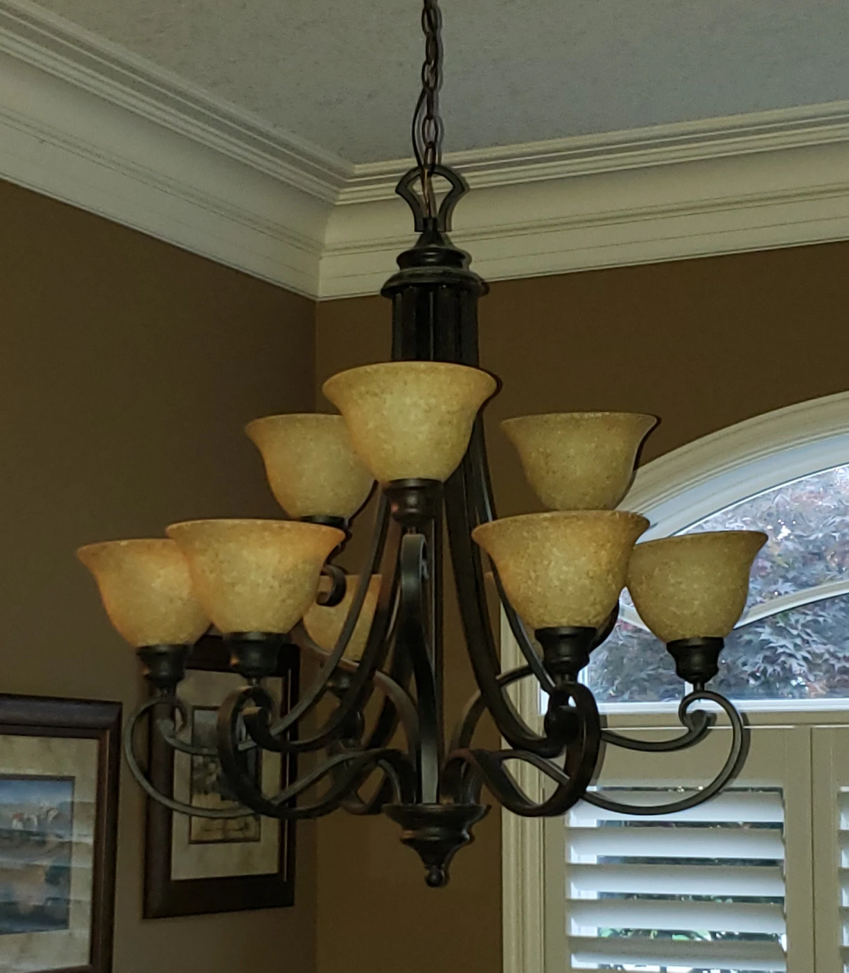 2 tier 8 light wrought iron chandelier