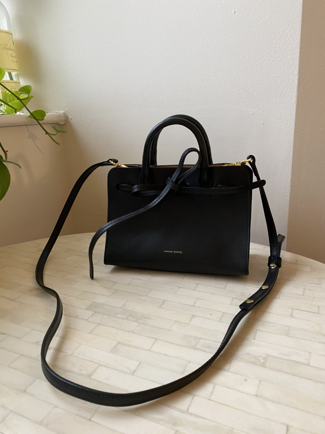 [Mansur Gavriel] Black Leather Sun Bag (Size: Mini Mini) thumbnail