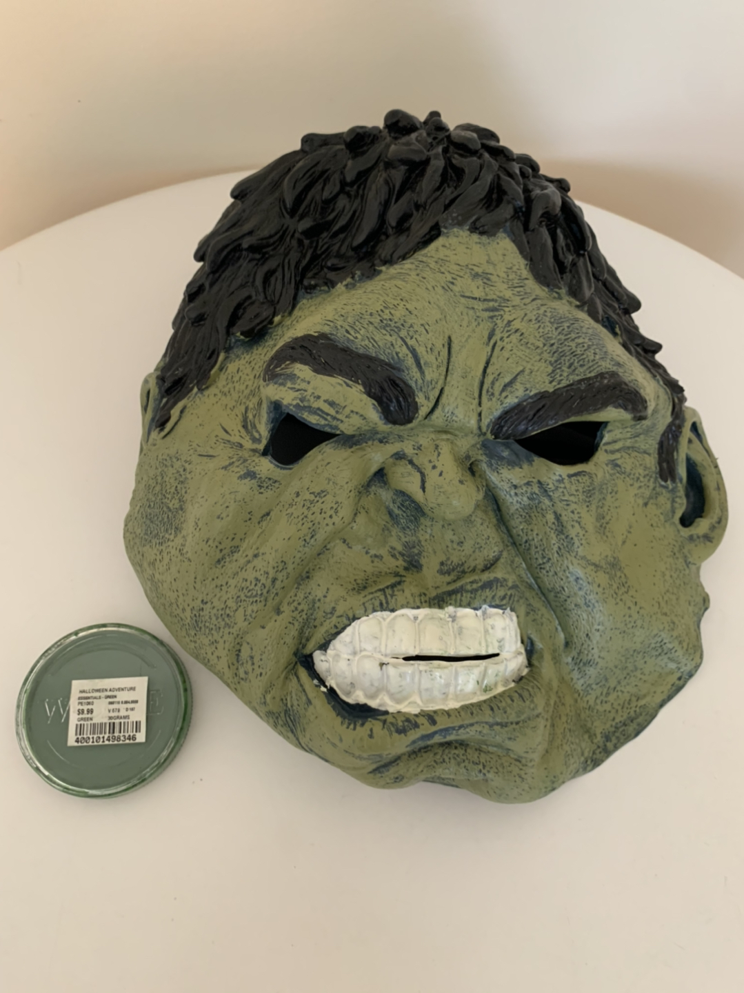Hulk mask with green body paint for adults 