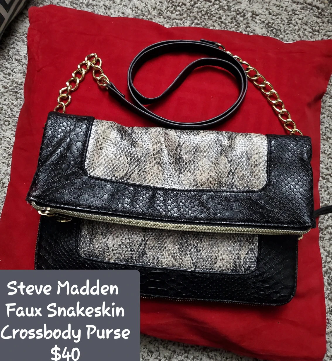 Steve Madden Faux Snakeskin leather purse. thumbnail