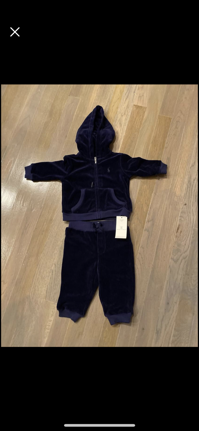 RALPH LAUREN BABY BOY Velour Jumpsuit