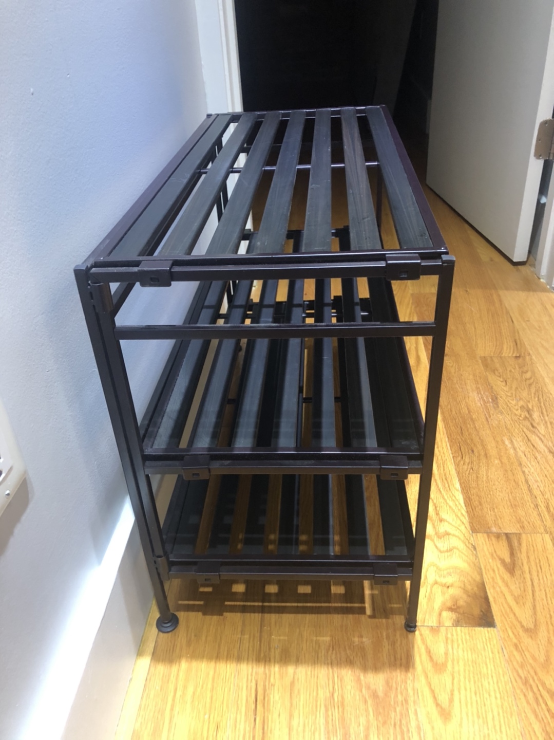 3 tier dark brown metal frame shoe rack - photo 3