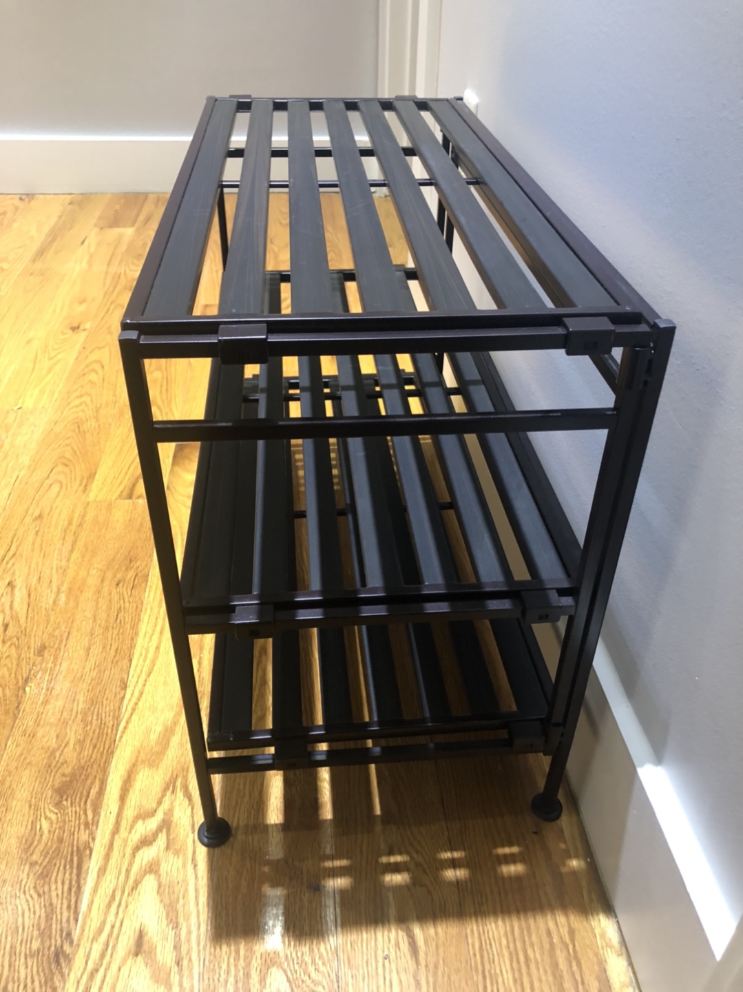 3 tier dark brown metal frame shoe rack - photo 4