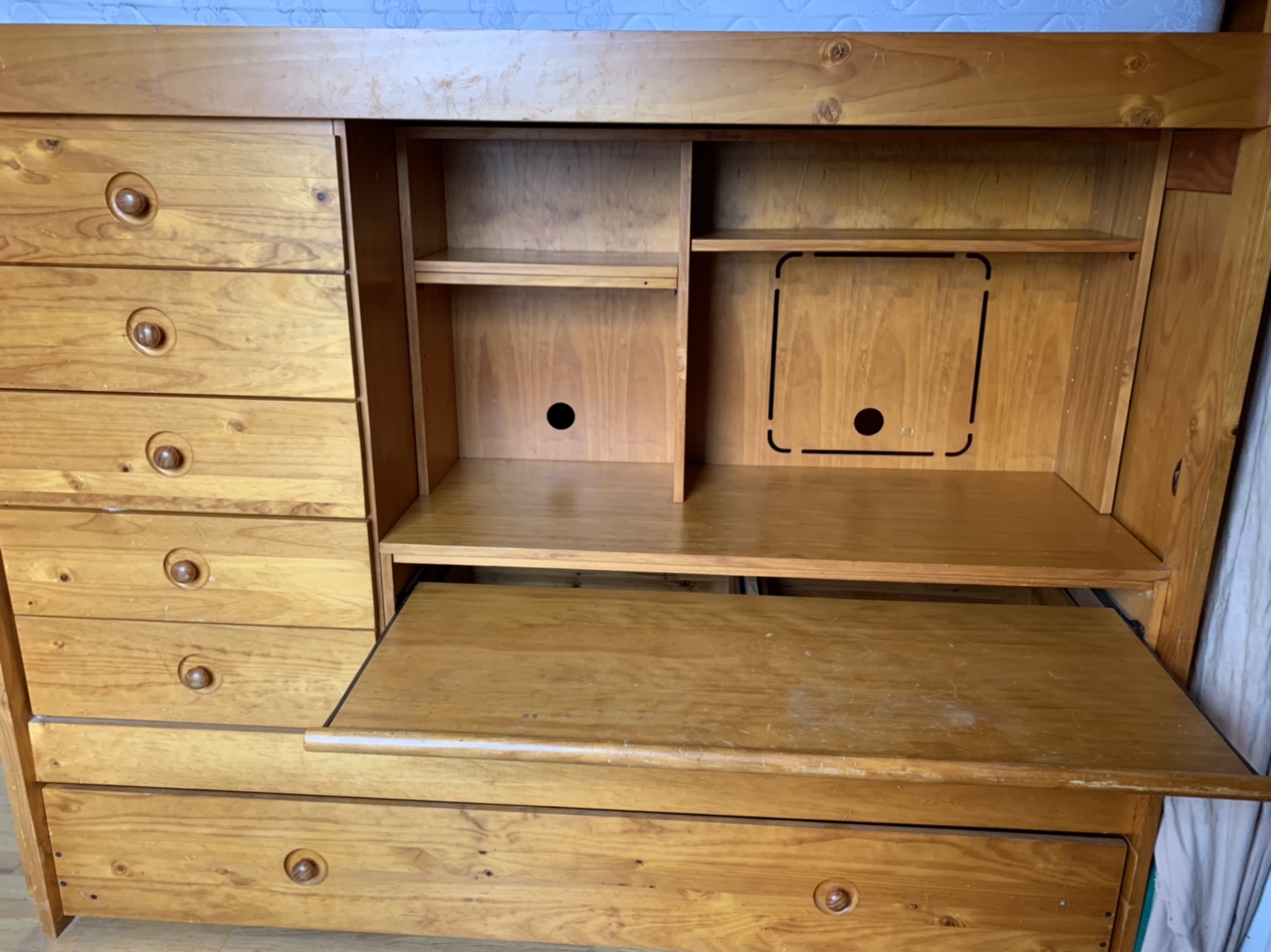All-in-one Twin Bunk-bed with Desk, Wardrobe, and Storage Closet