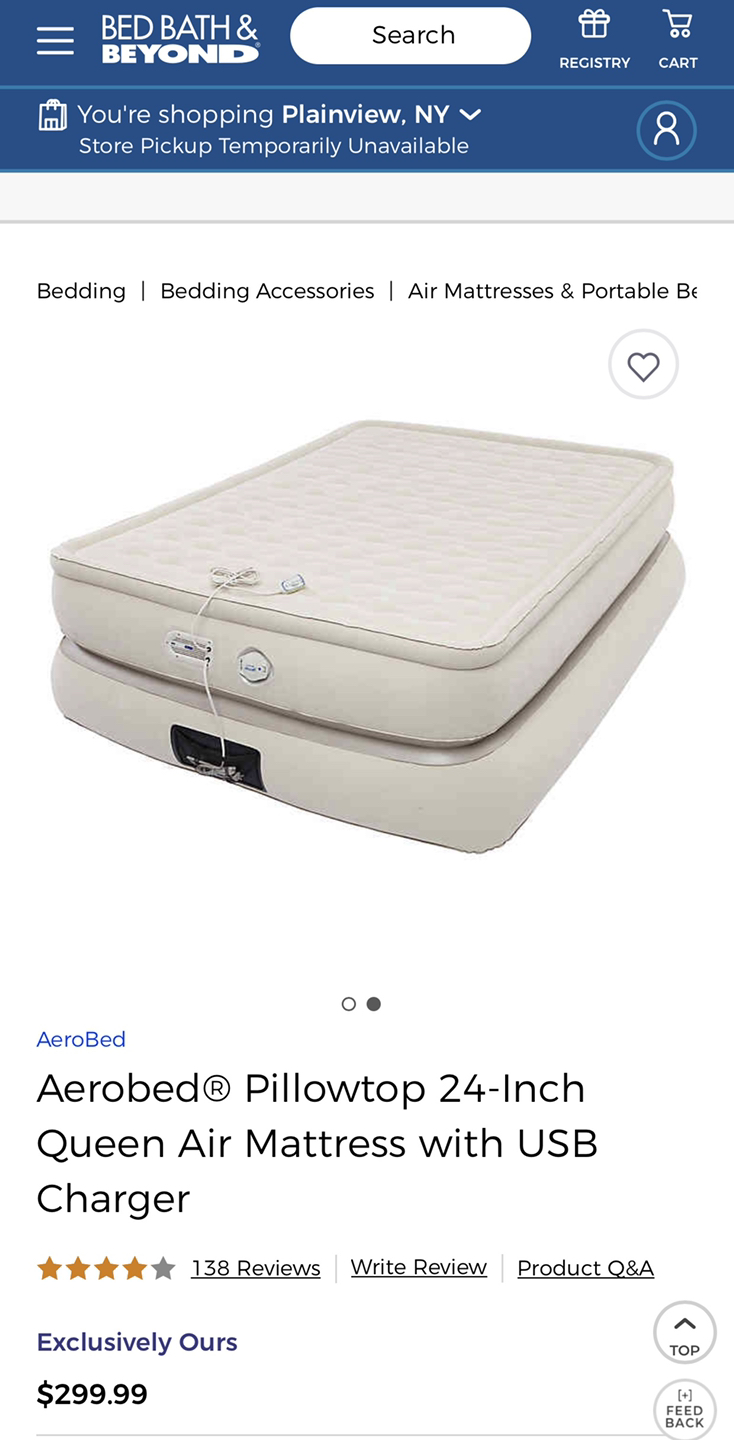 New Aerobed luxury collection 24" queen pillow top Air Mattress - photo 5