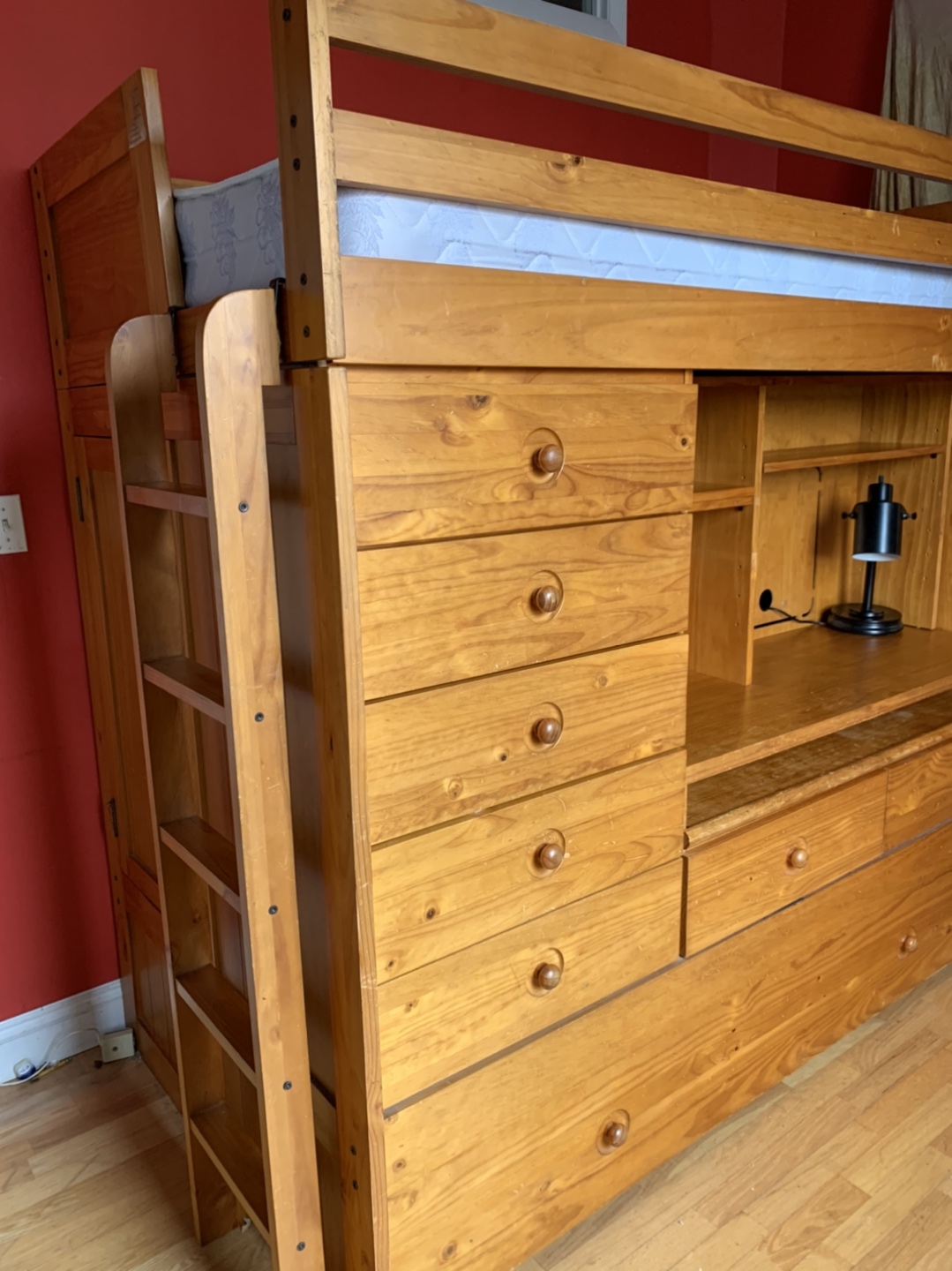 All-in-one Twin Bunk-bed with Desk, Wardrobe, and Storage Closet - photo 3