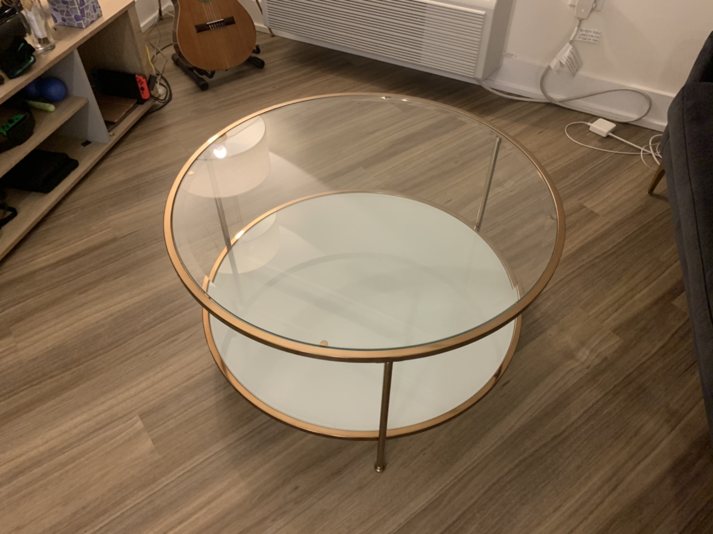 Round glass coffee table