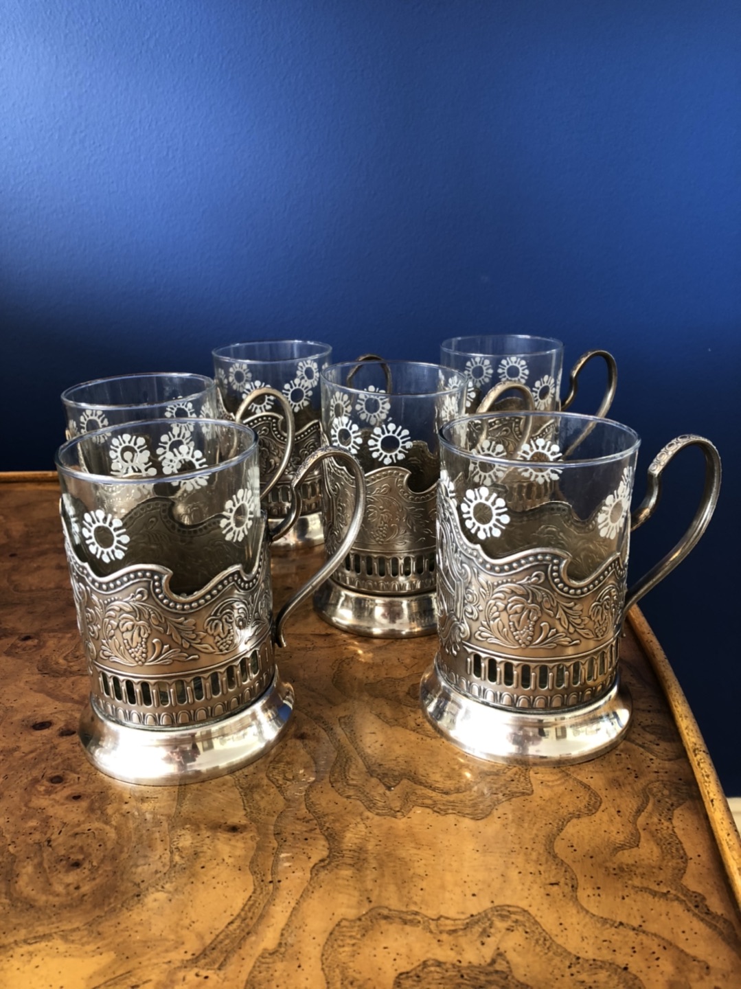 Vintage Russian Tea Glass Holders with glasses (set of six) - photo 2