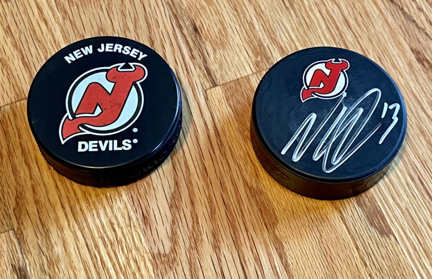 Nico Hirschier signed hockey puck 