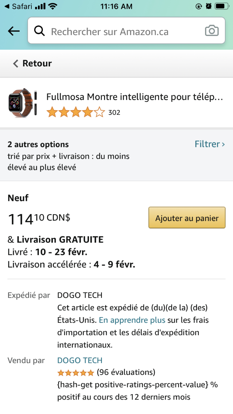 Fullmosa smart watch for iOS, android and iPhone 