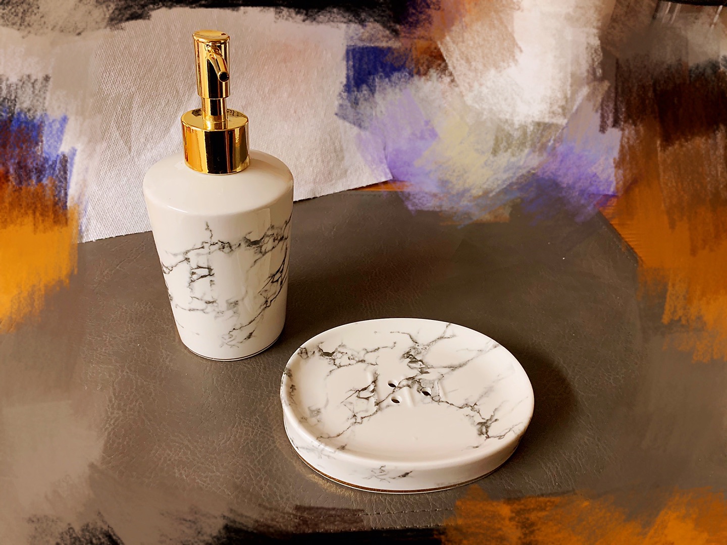 Brand new soap dispenser & soap dish