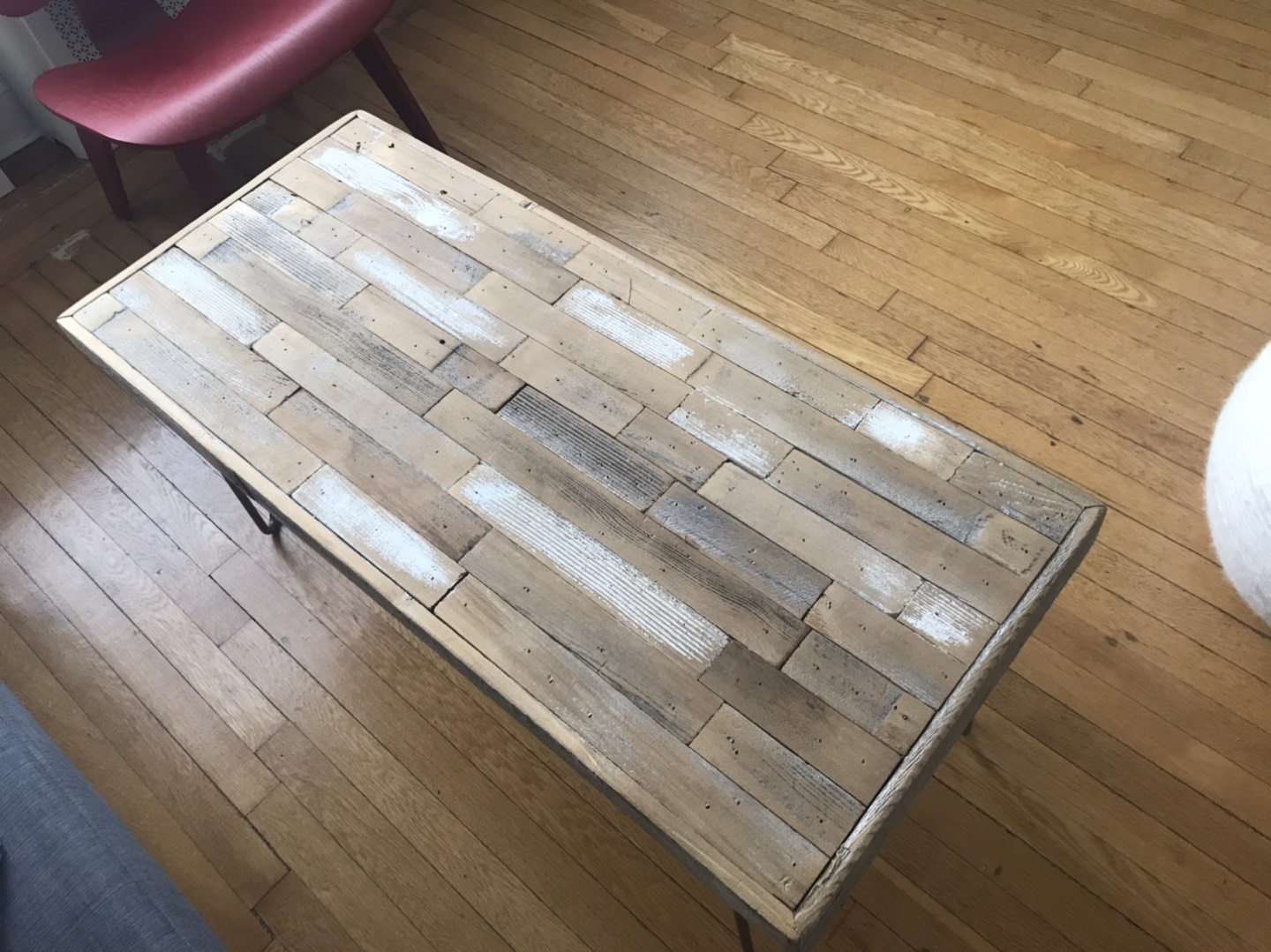 White accent bonded top coffee table