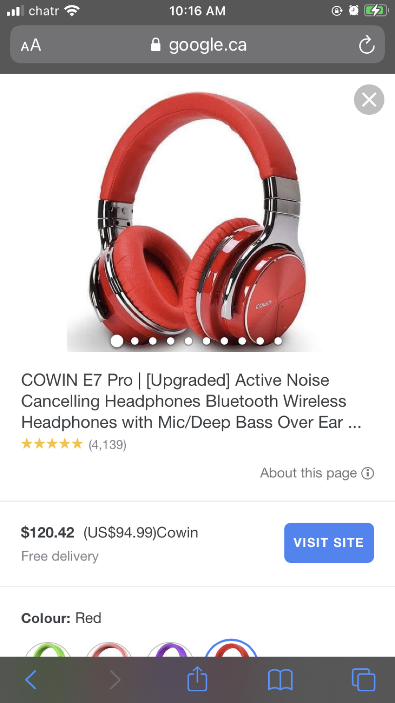 Cowin E7 pro ANC wireless headphones thumbnail