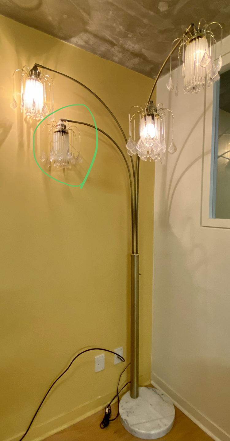 Arc Floor Lamp with Crystalline and Marble Base in Gold Finish - photo 4