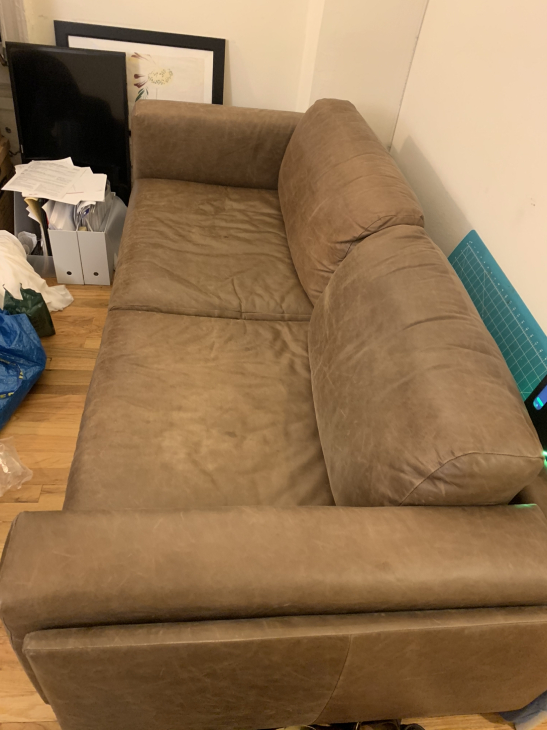 Mid Century Dempsey Leather Sofa - photo 3