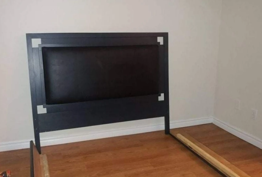 Beautiful Black Queen Leather & Wood Headboard + Steel frame - photo 3