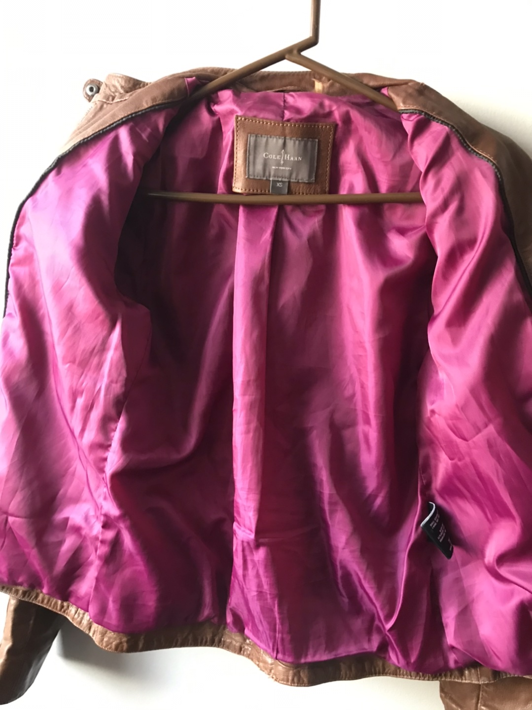 Women Cole Haan Leather Jacket size XS - photo 3