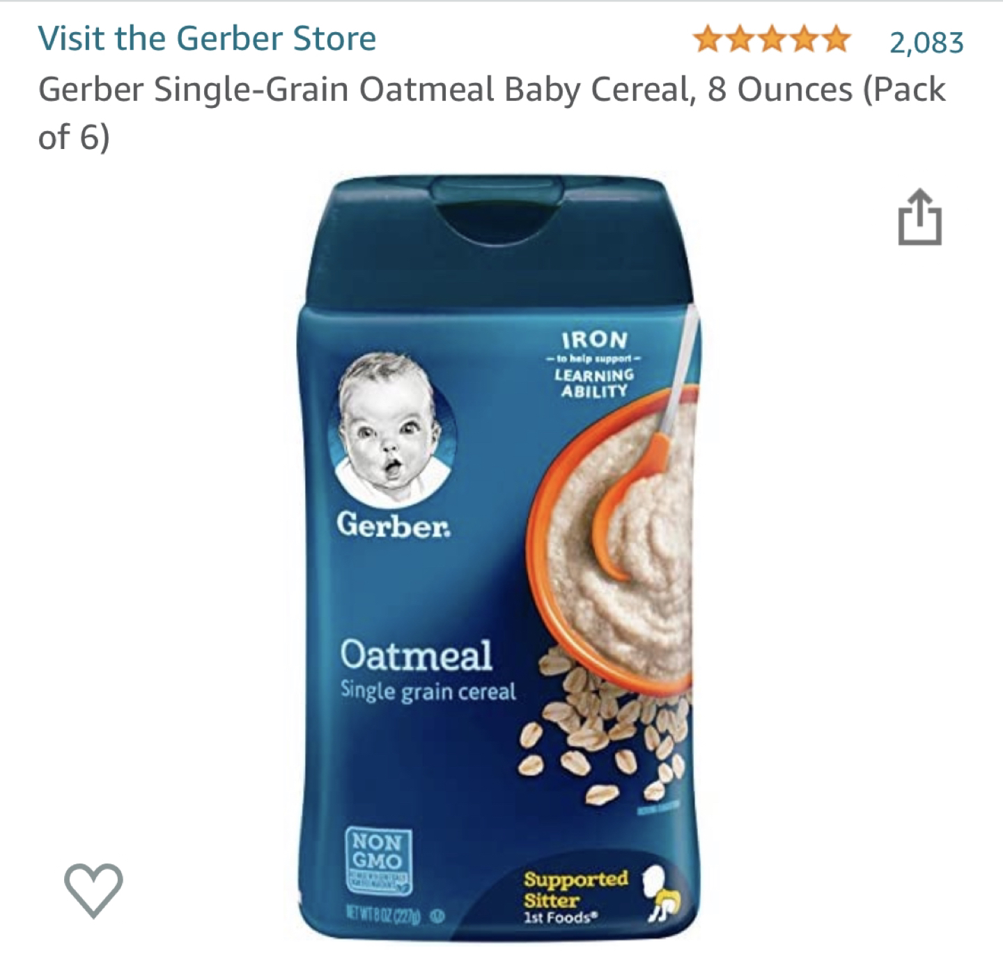 Gerber Oatmeal Cereal (never opened)