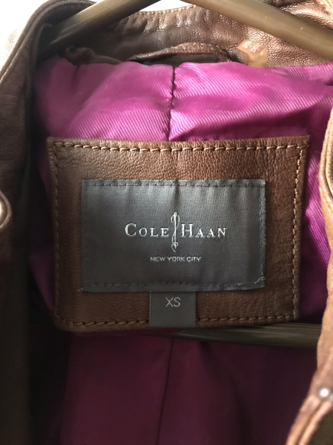 Women Cole Haan Leather Jacket size XS - photo 2