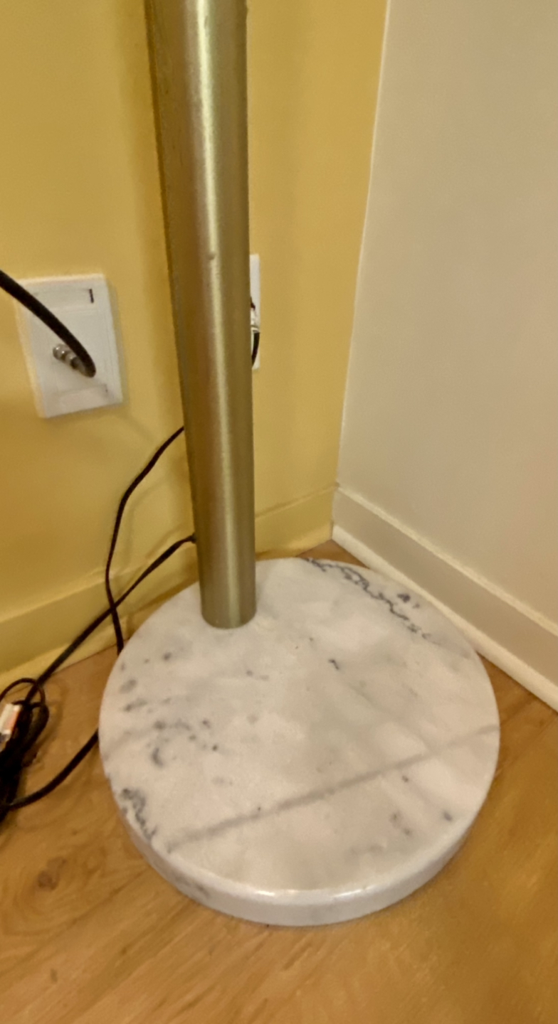 Arc Floor Lamp with Crystalline and Marble Base in Gold Finish - photo 5