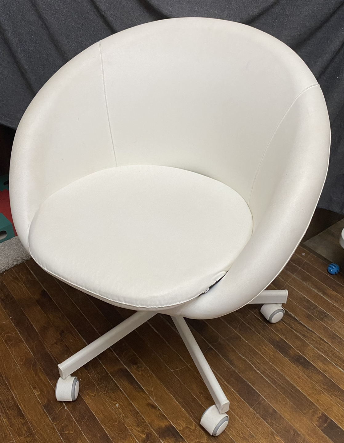 White IKEA faux leather chair