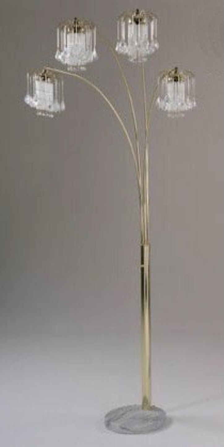 Arc Floor Lamp with Crystalline and Marble Base in Gold Finish - photo 2