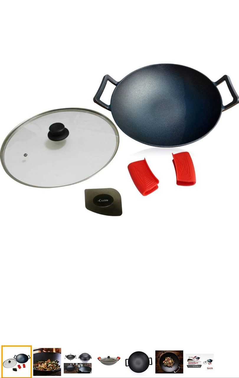 Brand New Cast Iron Wok Set (Pre-Seasoned)