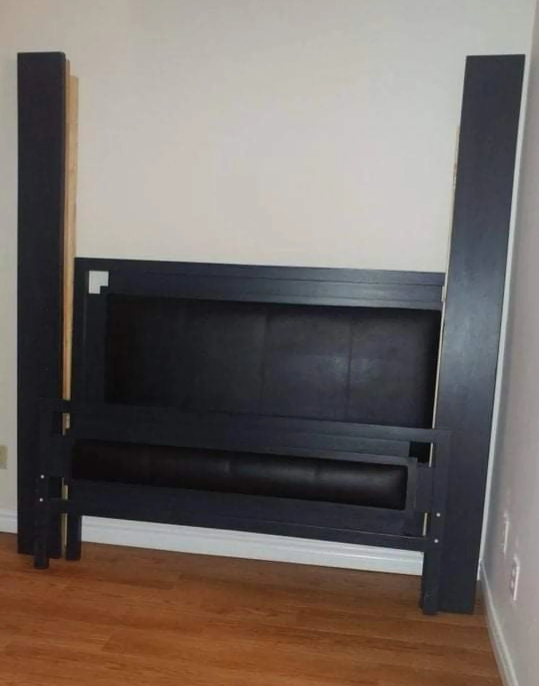 Beautiful Black Queen Leather & Wood Headboard + Steel frame - photo 2