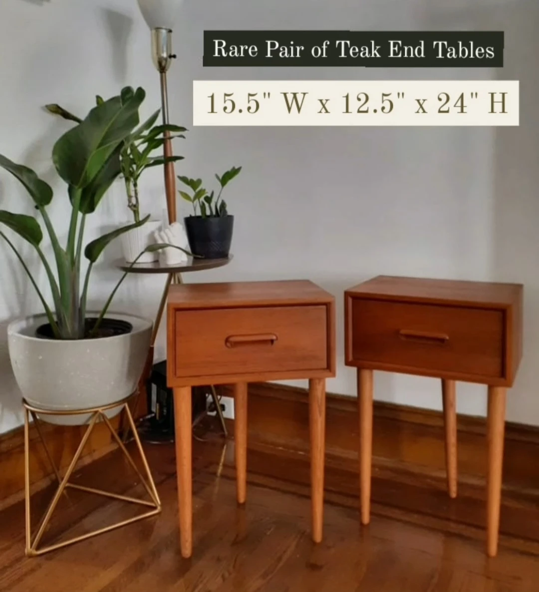 pair of teak end tables or nightstands VINTAGE thumbnail