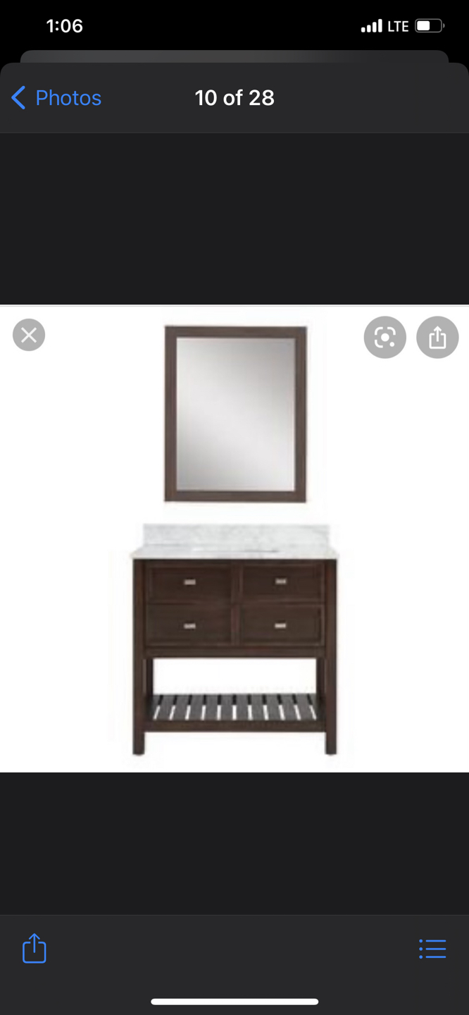 Canterbury 36in Mahogany Vanity With Mirror