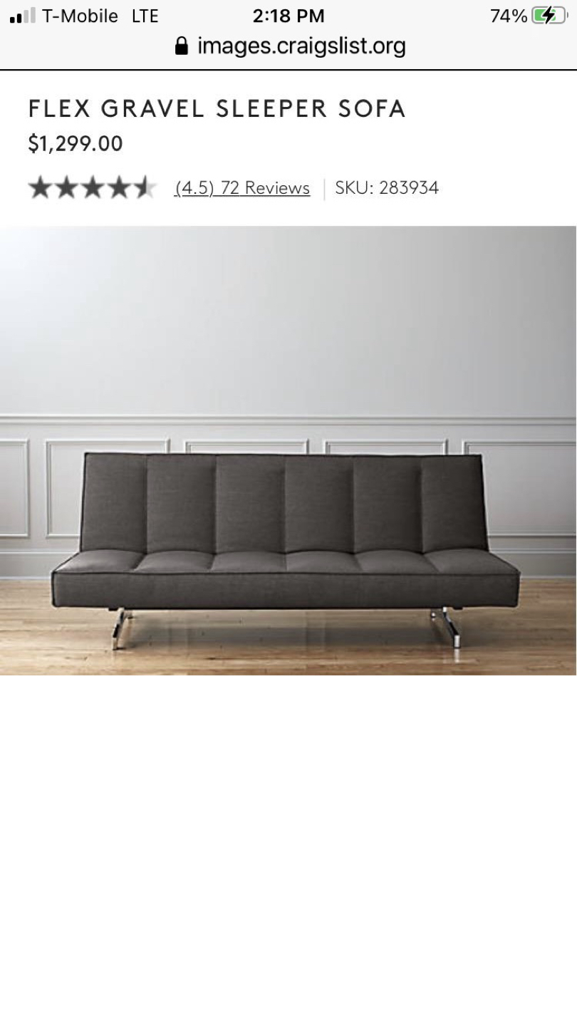 CB2 Flex sleeper sofa in gravel color. Like new condition.