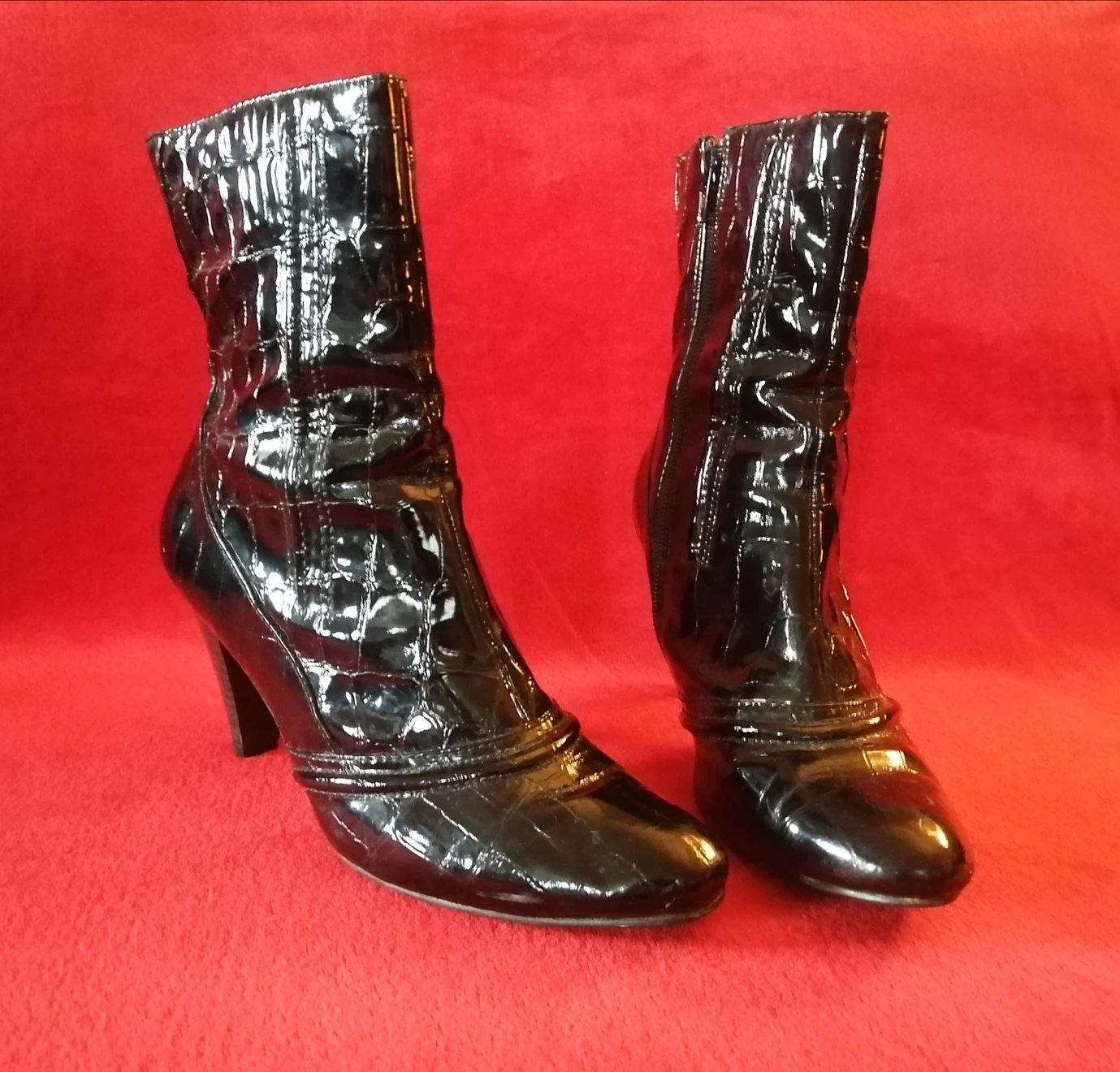 Patent Leather Alligator Ankle Boots - photo 3