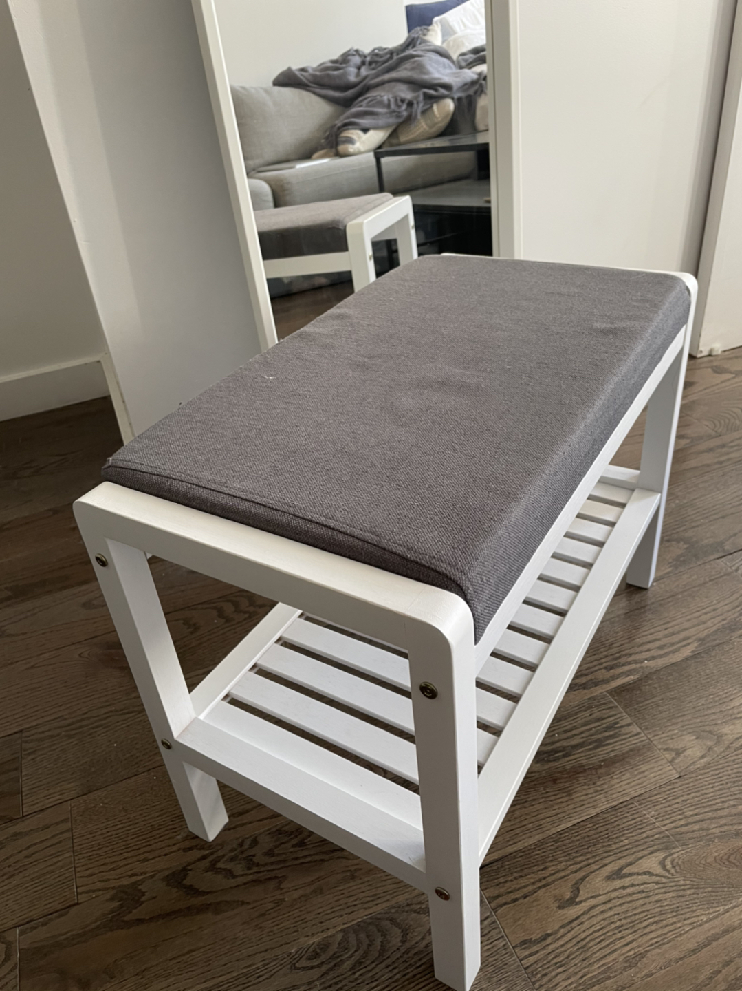 Shoe Rack Bench with Cushion Upholstered Padded Seat