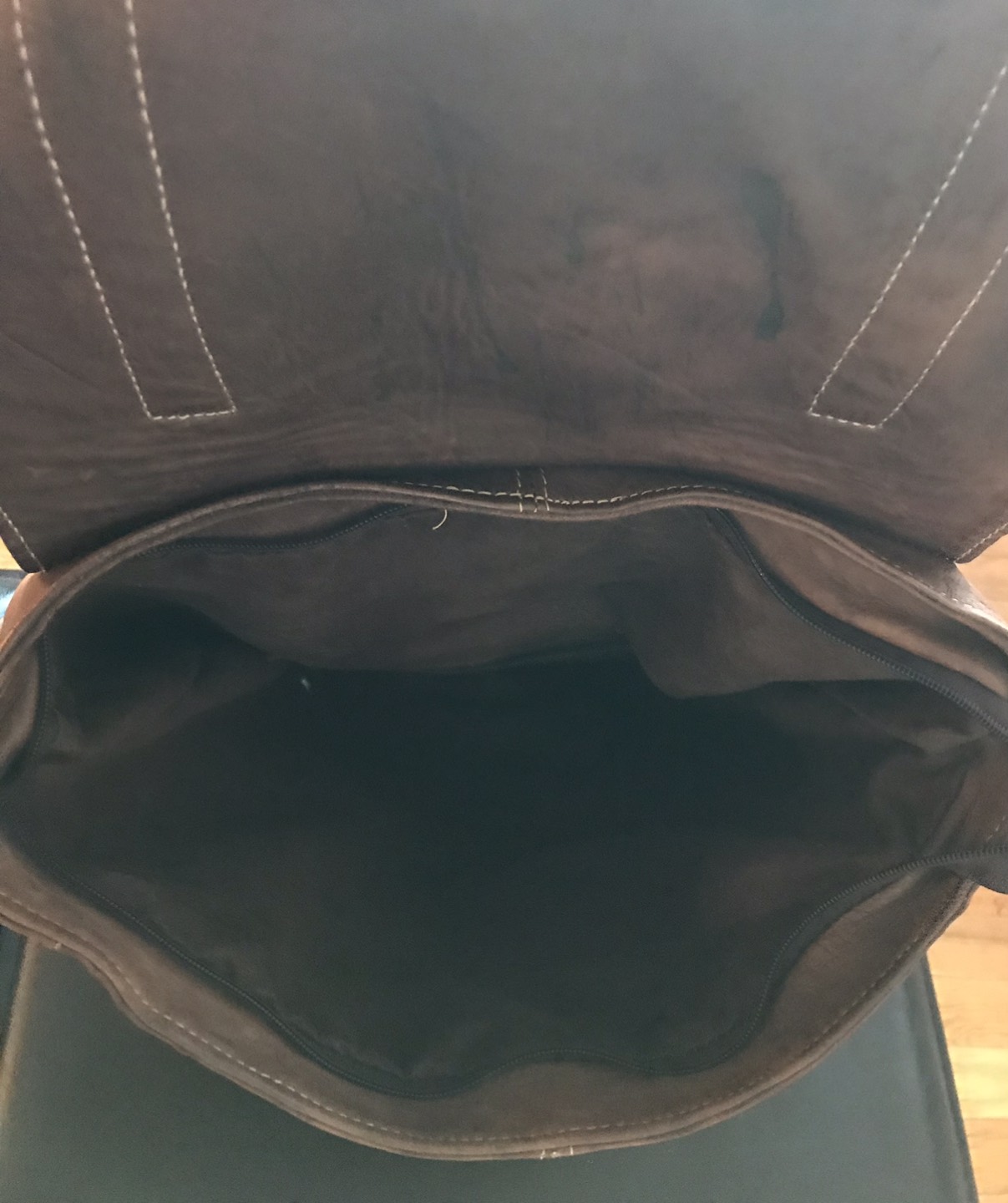 Moroccan Brown leather soft rustic backpack.  Lightweight. - photo 4