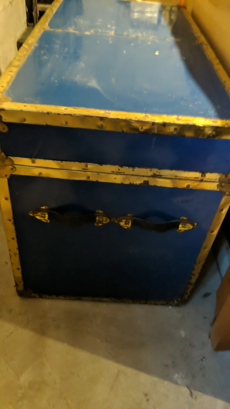 vintage blue and gold chest