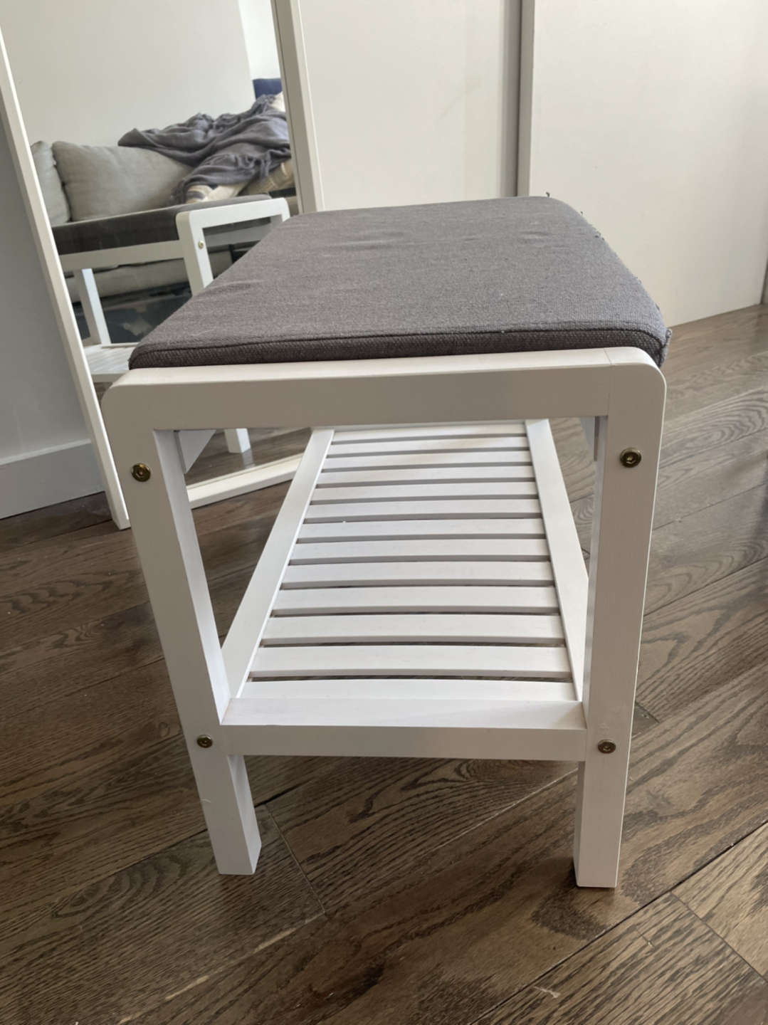 Shoe Rack Bench with Cushion Upholstered Padded Seat - photo 3