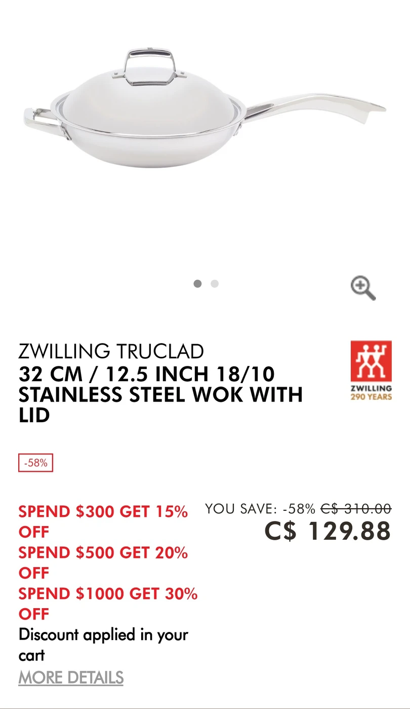 zwilling stainless steel wok with lid thumbnail