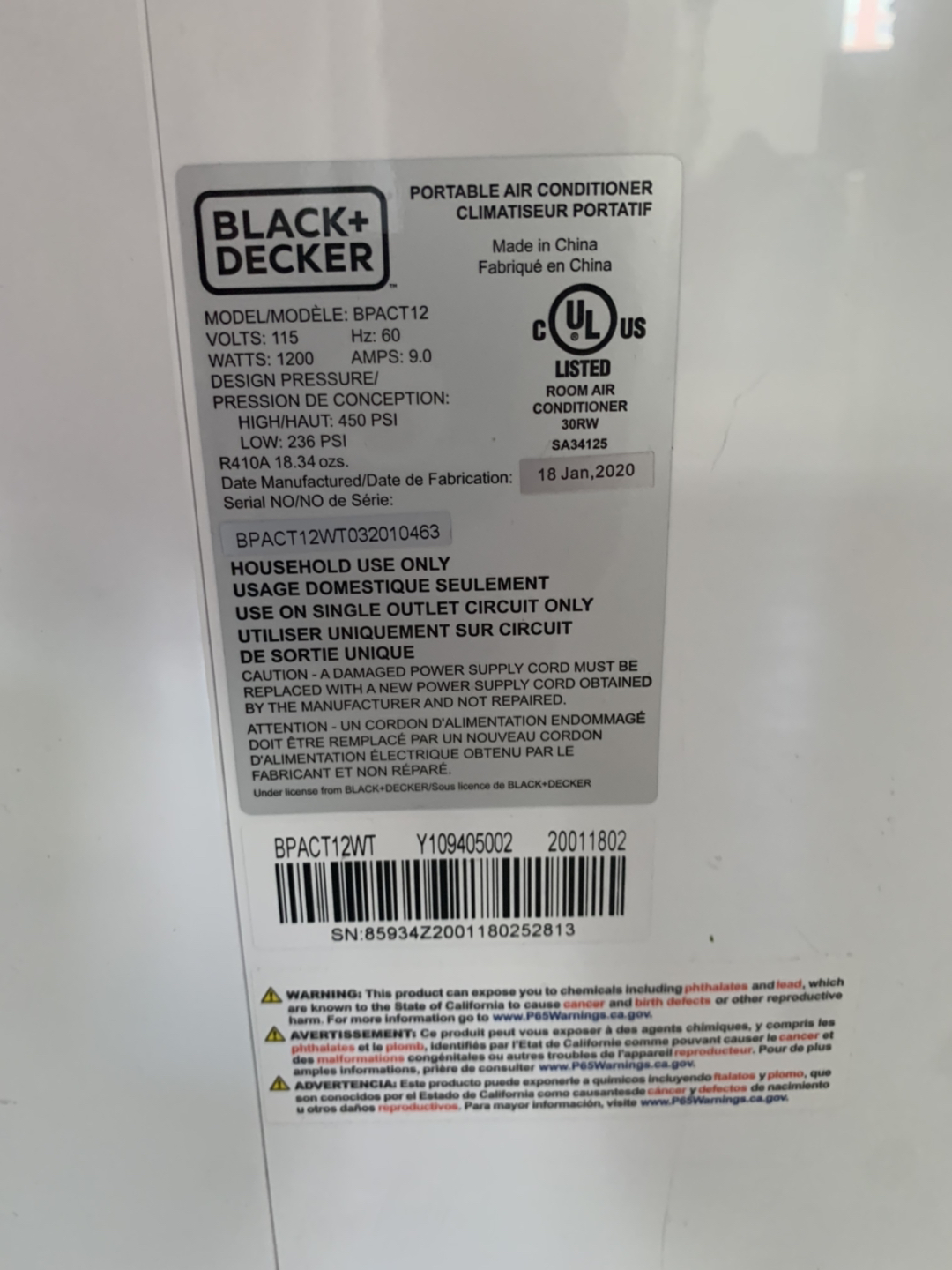B&D 12000 BTU Portable Air Conditioner  - photo 2