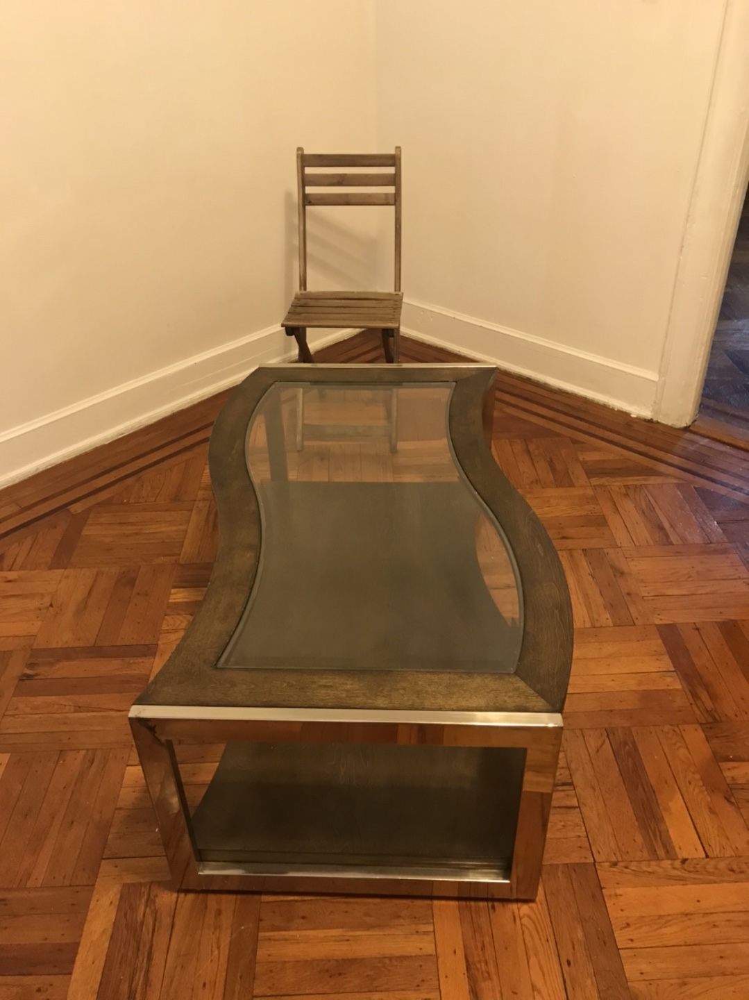 Removable glass top sliding wooden coffee table - photo 2