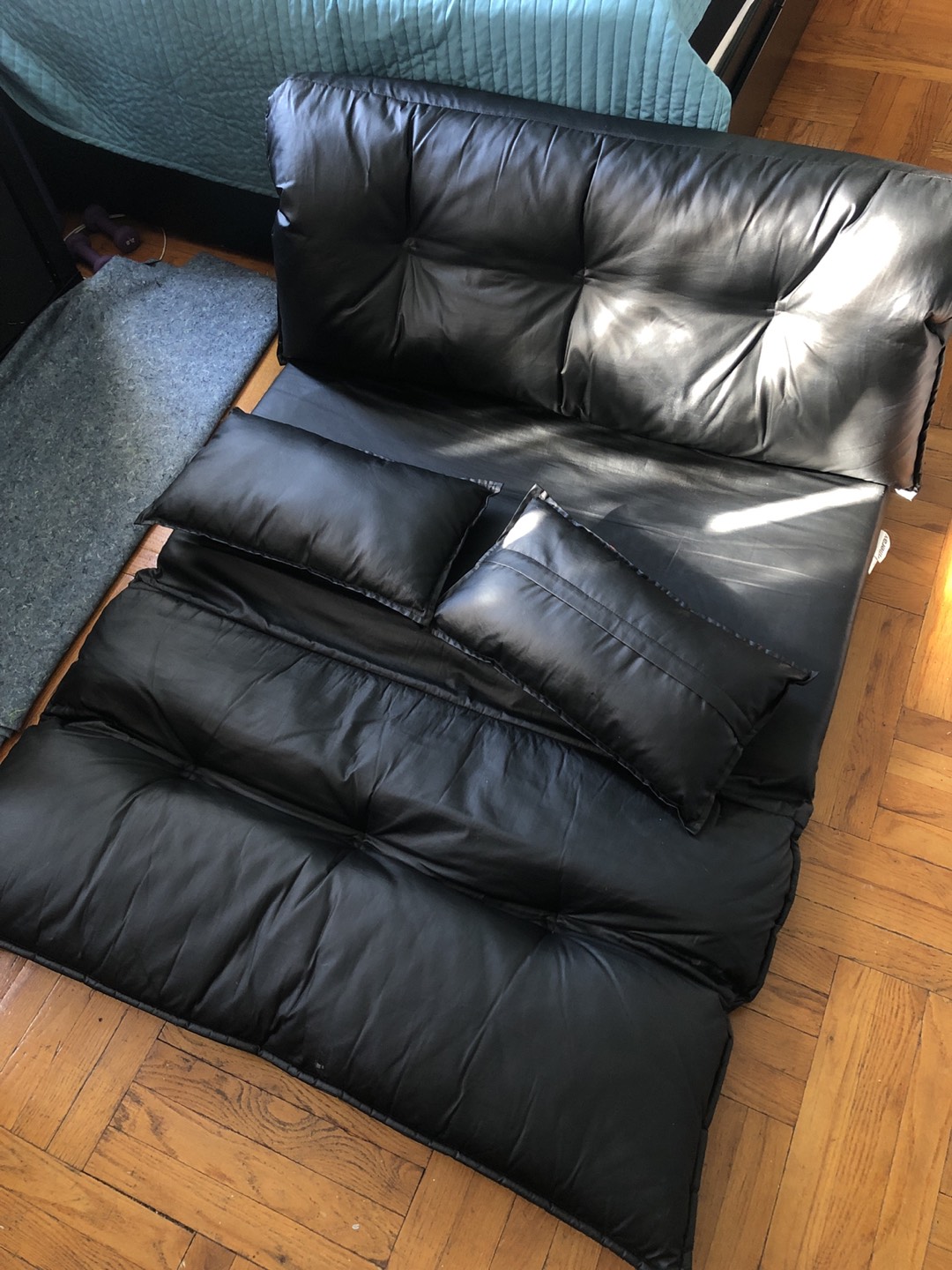 Faux leather floor sofa - photo 2