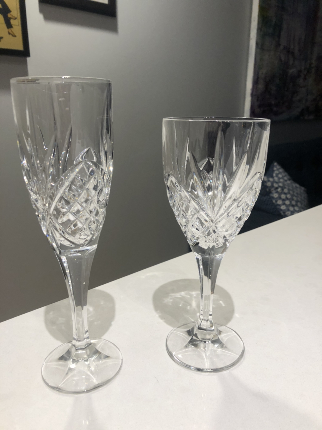 Crystal wine and champagne glasses 