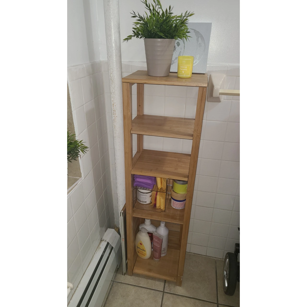 bamboo style bathroom organizer