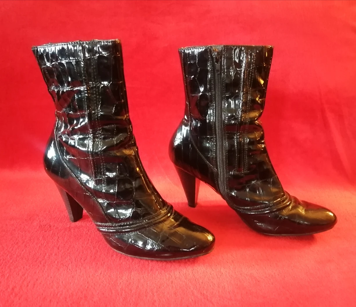 Patent Leather Alligator Ankle Boots - photo 2
