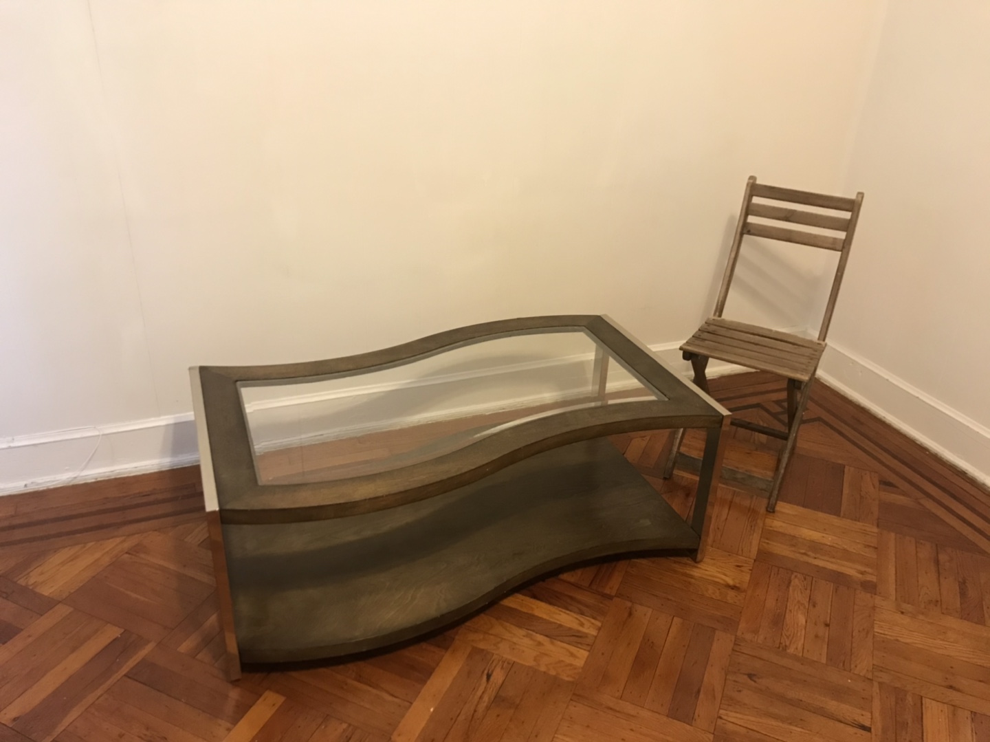 Removable glass top sliding wooden coffee table