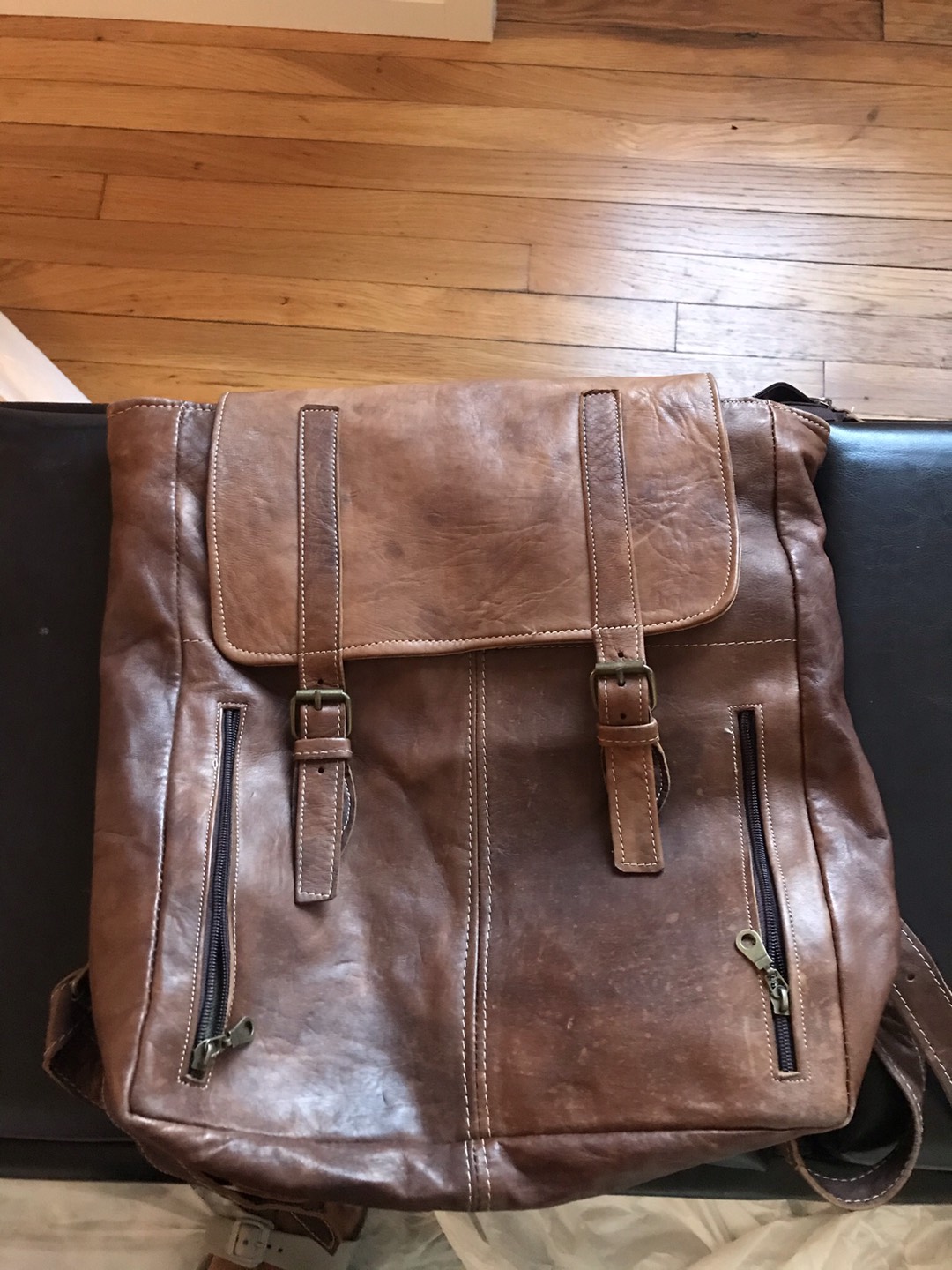 Moroccan Brown leather soft rustic backpack.  Lightweight.