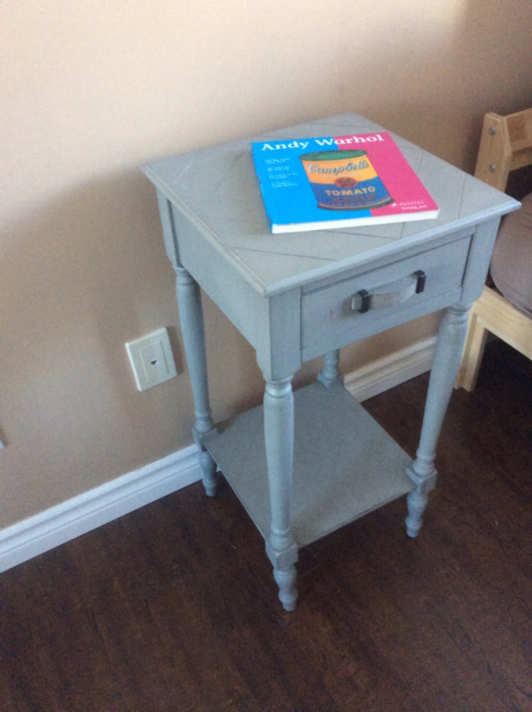 Pewter Gray Night Stand with drawer thumbnail