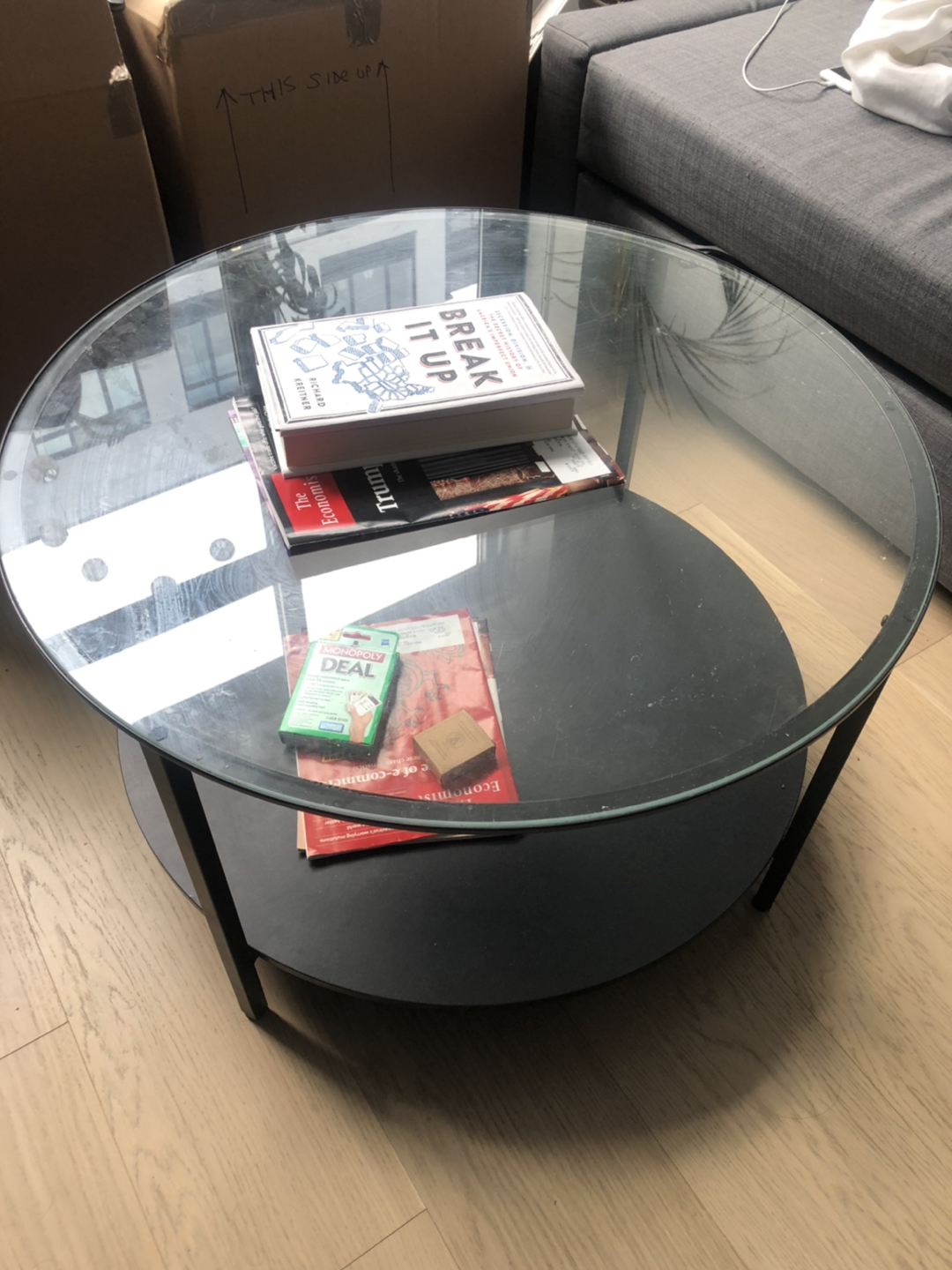 Glass top coffee table 