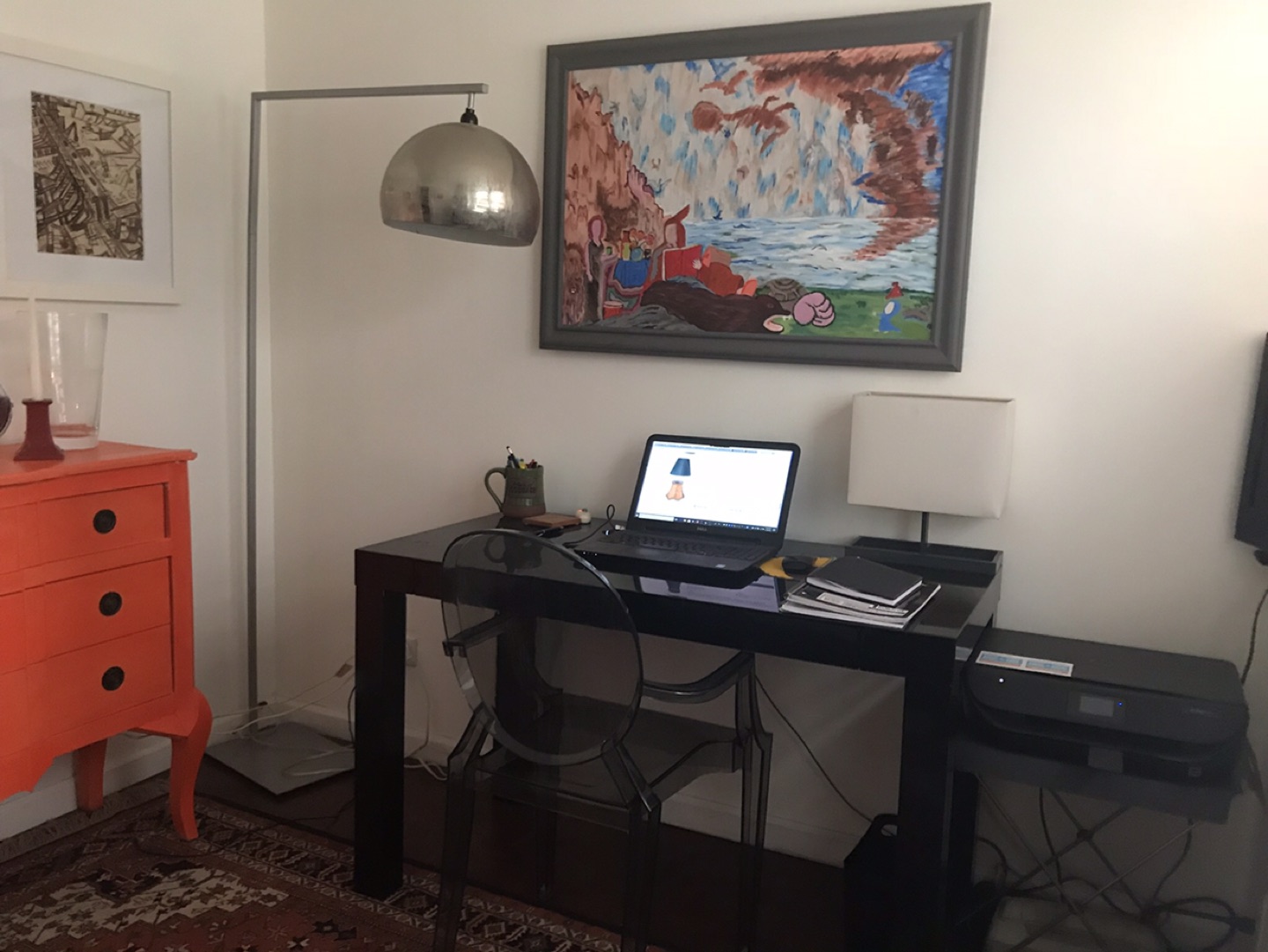 West Elm black desk 