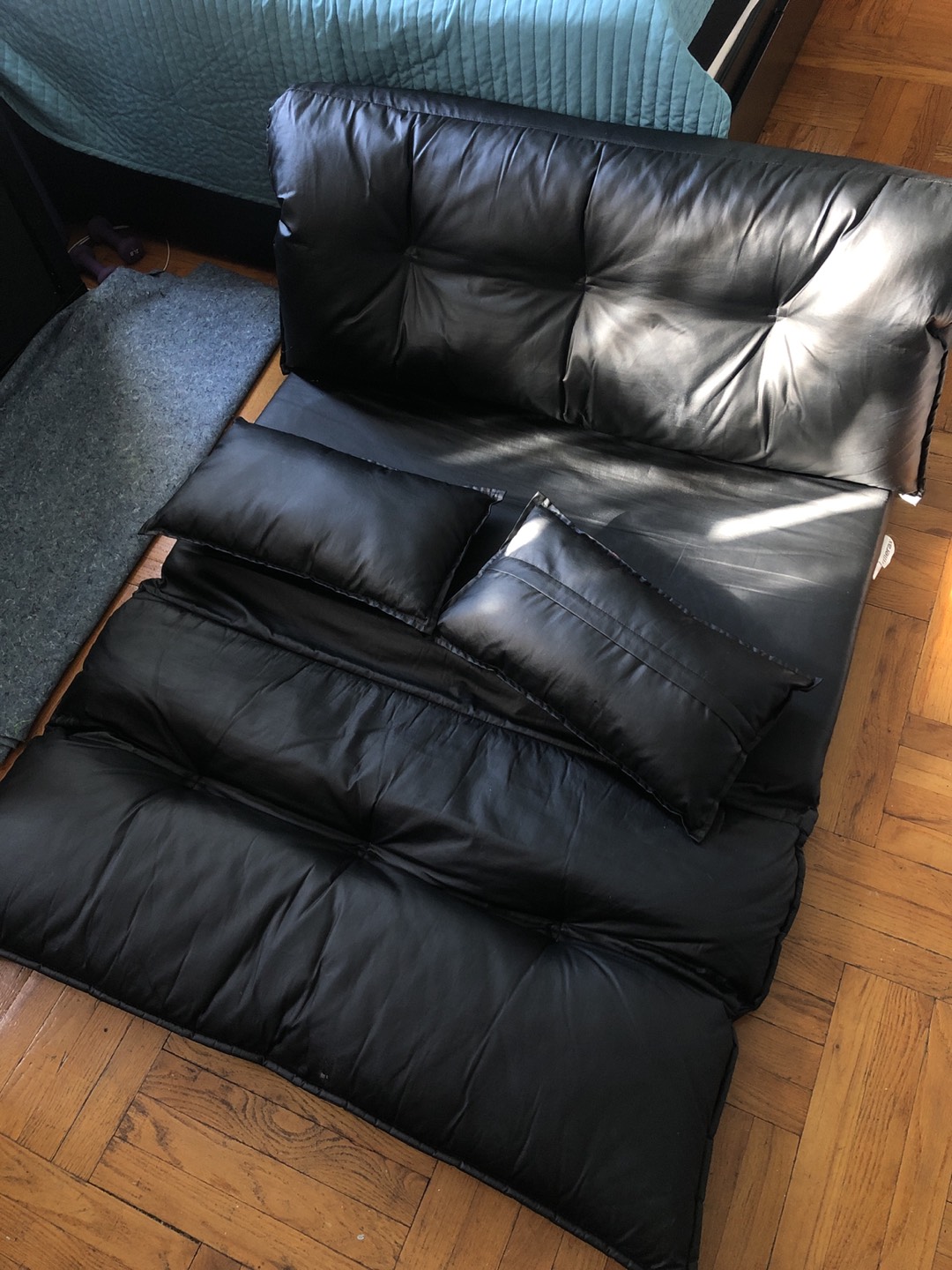 Faux leather floor sofa
